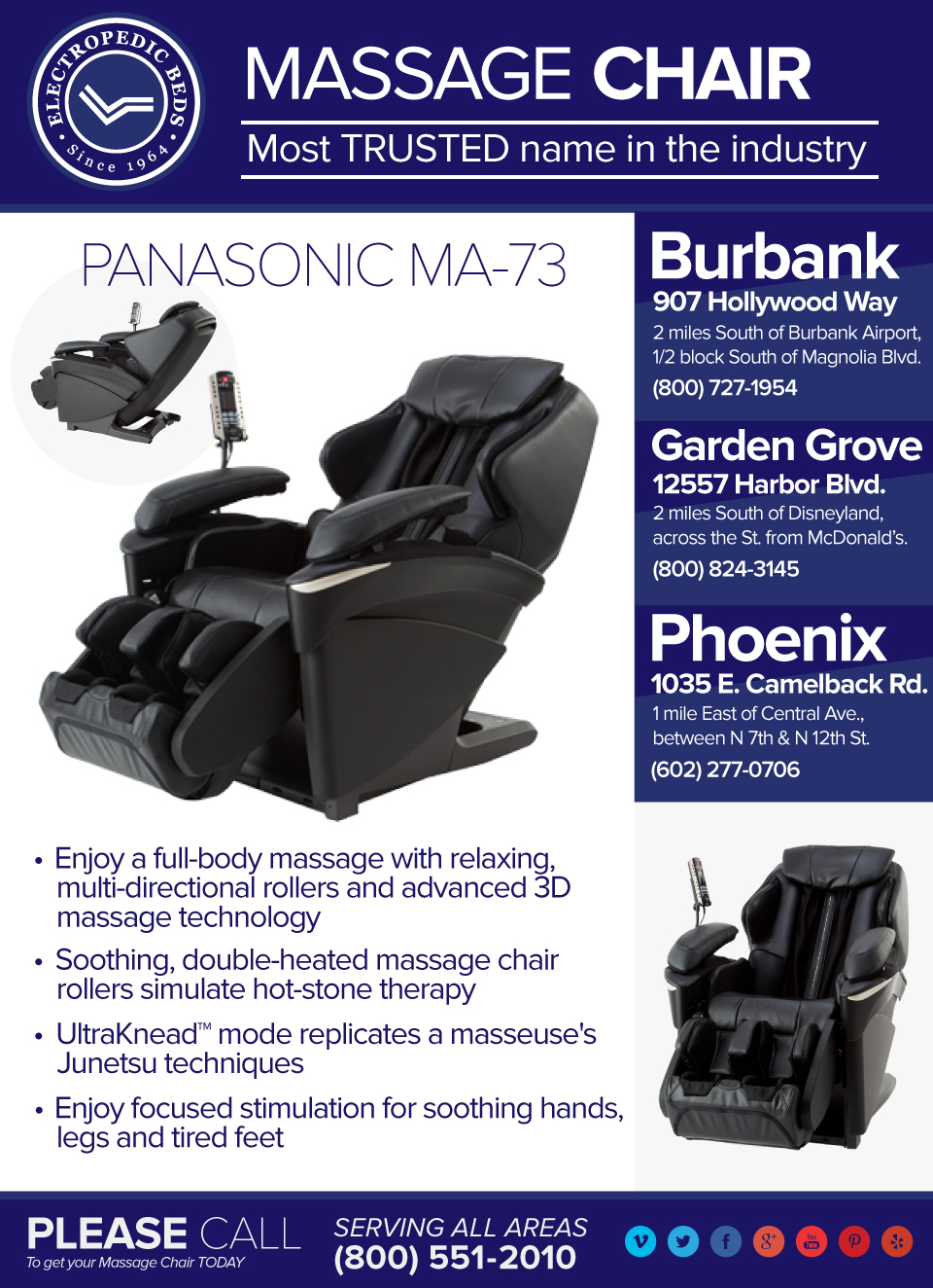 Panasonic MA73 massage chair shiatsu seattle wa top of the line best quality